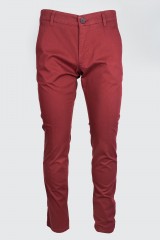 Pantaloni casual chino slim bumbac visiniu