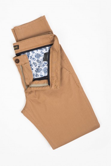 Pantaloni casual chino slim bumbac camel