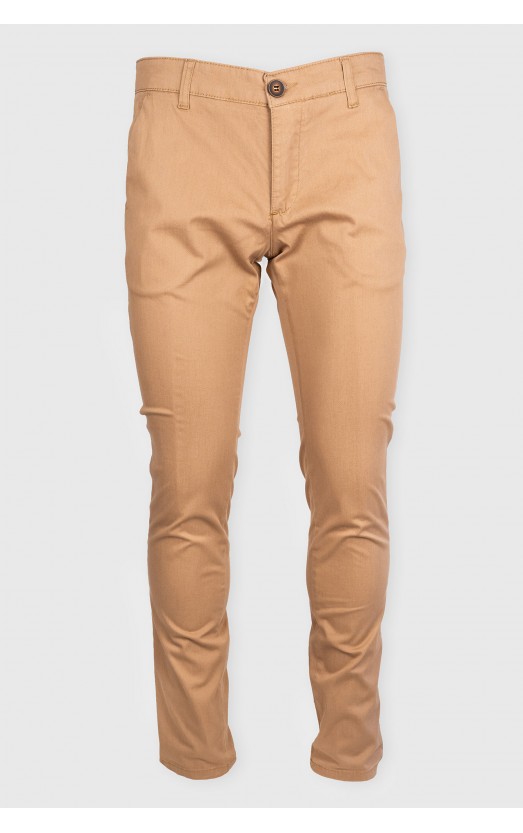 Pantaloni casual chino slim bumbac camel