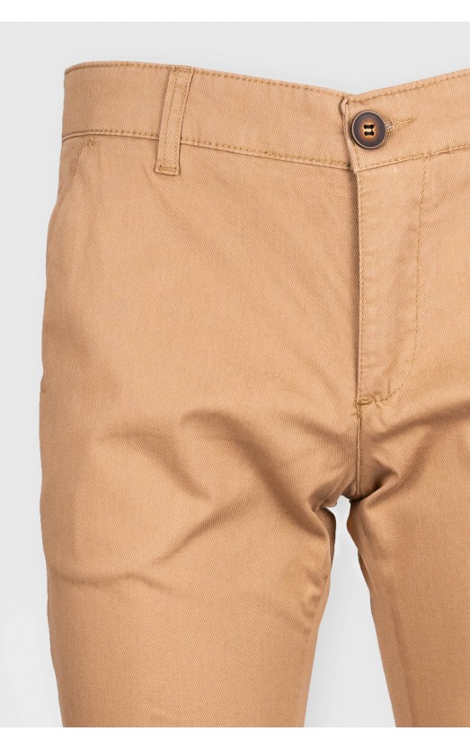 Pantaloni casual chino slim bumbac camel