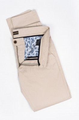 Pantaloni casual chino slim bumbac bej