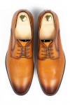 Pantofi barbati piele cu perforatii cognac Derby