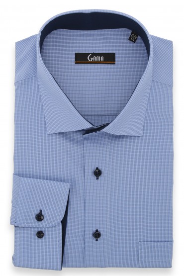 Camasa alba cu carouri bleu