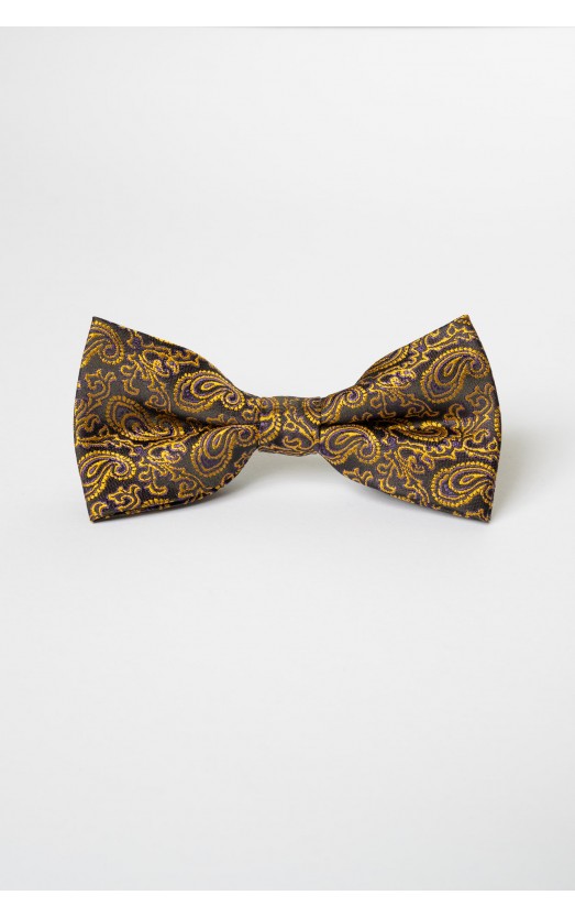 Papion negru cu paisley galben si mov