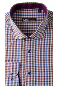 Camasa slim fit barbati multicolora cu carouri