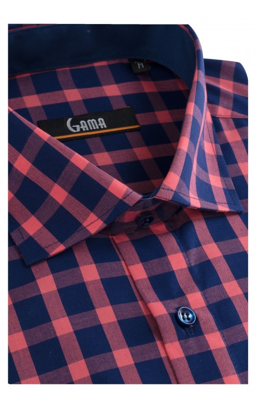 Camasa cu maneca lunga regular fucsia cu carouri