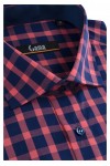 Camasa cu maneca lunga regular fucsia cu carouri