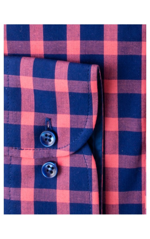 Camasa cu maneca lunga regular fucsia cu carouri