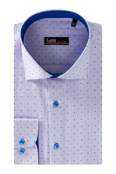 Camasa casual slim fit lila cu imprimeuri