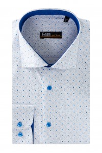 Camasa casual slim fit alba cu imprimeuri