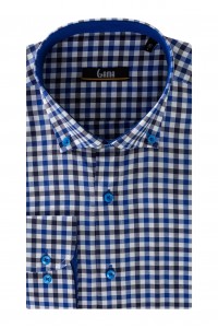 Camasa regular albastra cu carouri